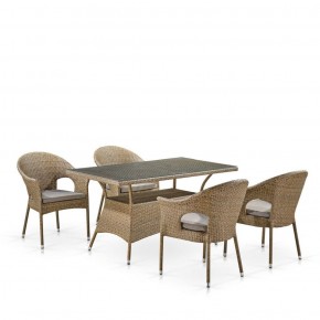 Обеденный комплект плетеной мебели T198B/Y79B-W56 Light Brown (4+1) в Камышлове - kamyshlov.ok-mebel.com | фото