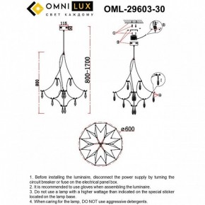 Подвесная люстра Omnilux Perelli OML-29603-30 в Камышлове - kamyshlov.ok-mebel.com | фото 10