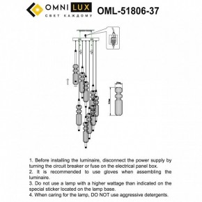 Подвесная люстра Omnilux Vepri OML-51806-37 в Камышлове - kamyshlov.ok-mebel.com | фото 9
