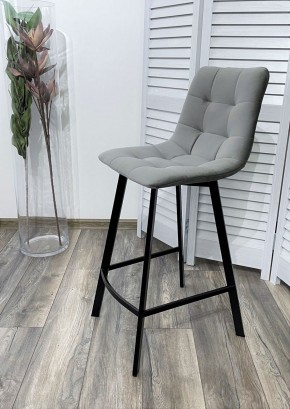 Полубарный стул CHILLI-QB SQUARE светло-серый #26, велюр / черный каркас (H=66cm) М-City в Камышлове - kamyshlov.ok-mebel.com | фото 2