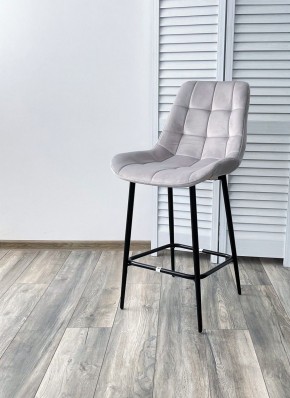 Полубарный стул ХОФМАН, цвет H-09 Светло-серый, велюр / черный каркас H=63cm М-City в Камышлове - kamyshlov.ok-mebel.com | фото 2