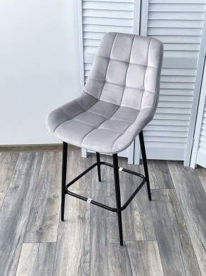 Полубарный стул ХОФМАН, цвет H-09 Светло-серый, велюр / черный каркас H=63cm М-City в Камышлове - kamyshlov.ok-mebel.com | фото 4