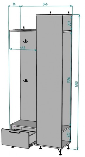 Прихожая с зеркалом Лофт V22_M в Камышлове - kamyshlov.ok-mebel.com | фото 2