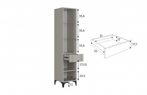 РИЧ Шкаф однодверный со стеклом в Камышлове - kamyshlov.ok-mebel.com | фото 3