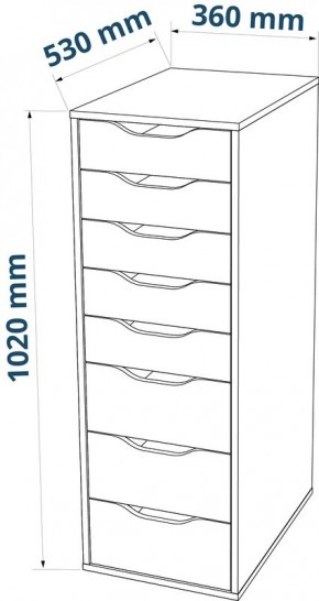 S01415 Ингар 8 комод 36x102x53, серо-бирюзовый в Камышлове - kamyshlov.ok-mebel.com | фото
