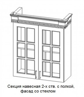 Секция навесная 2-х ств. с полкой "Верона", фасад со стеклом (800) в Камышлове - kamyshlov.ok-mebel.com | фото