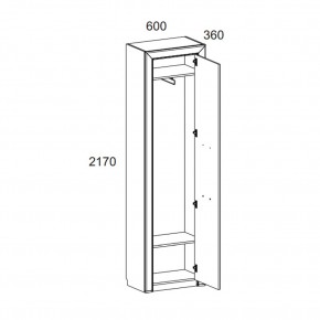 Шкаф 1DW, OLIVIA, цвет вудлайн крем/дуб анкона в Камышлове - kamyshlov.ok-mebel.com | фото 2