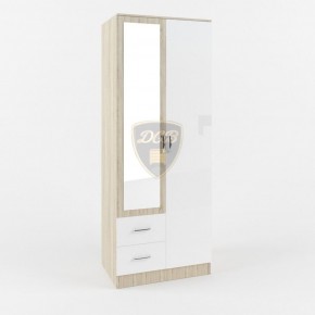 Шкаф 2-х створчатый с зеркалом Софи СШК 800.3 (дуб сонома/белый глянец) в Камышлове - kamyshlov.ok-mebel.com | фото