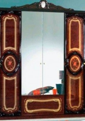 Шкаф 4-х дверный с зеркалами (01.144) Роза (могано) в Камышлове - kamyshlov.ok-mebel.com | фото