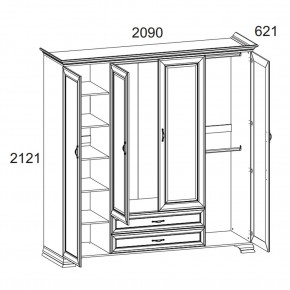 Шкаф 4D2S Z, TIFFANY, цвет вудлайн кремовый в Камышлове - kamyshlov.ok-mebel.com | фото