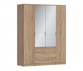 Шкаф 4х дверный с зеркалами Николь СБ-2595/1 (Дуб Сонома) в Камышлове - kamyshlov.ok-mebel.com | фото