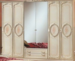 Шкаф 6-и дверный с зеркалами (01.146) Роза (беж) в Камышлове - kamyshlov.ok-mebel.com | фото