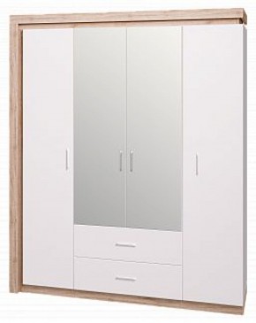 Шкаф для одежды с ящиками 4-х створчатый с зеркалом Люмен 16 в Камышлове - kamyshlov.ok-mebel.com | фото