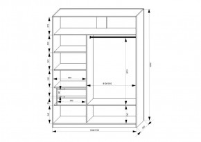 Шкаф-купе 1500 серии NEW CLASSIC K2+K2+B2+PL2(2 ящика+1 штанга+1 полка) профиль «Капучино» в Камышлове - kamyshlov.ok-mebel.com | фото 3