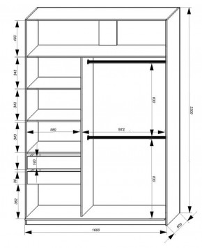 Шкаф-купе 1600 серии SOFT D8+D2+B2+PL4 (2 ящика+F обр.штанга) профиль «Графит» в Камышлове - kamyshlov.ok-mebel.com | фото 2