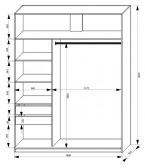 Шкаф-купе 1800 серии SOFT D1+D3+B2+PL1 (2 ящика+1штанга) профиль «Графит» в Камышлове - kamyshlov.ok-mebel.com | фото 3