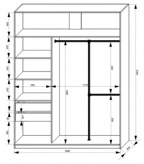 Шкаф-купе 1800 серии SOFT D8+D2+B2+PL4 (2 ящика+F обр.штанга) профиль «Графит» в Камышлове - kamyshlov.ok-mebel.com | фото 3