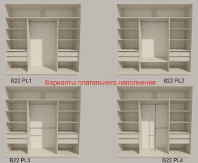 Шкаф-купе 2100 серии SOFT D2+D7+D3+B22+PL2 (по 2 ящика лев/прав+1штанга+1полка) профиль «Графит» в Камышлове - kamyshlov.ok-mebel.com | фото 6