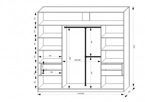 Шкаф-купе 2150 серии NEW CLASSIC K4+K4+K4+B22+PL4(по 2 ящика лев/прав+F обр.штанга) профиль «Капучино» в Камышлове - kamyshlov.ok-mebel.com | фото 3