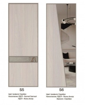 Шкаф-купе 2250 серии SILVER S3+S1+S4 B22+PL3 (по 2 ящика лев/прав+2 штанги) профиль «Серебро» в Камышлове - kamyshlov.ok-mebel.com | фото 14