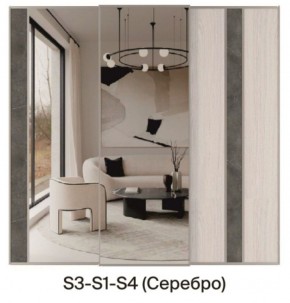 Шкаф-купе 2250 серии SILVER S3+S1+S4 B22+PL3 (по 2 ящика лев/прав+2 штанги) профиль «Серебро» в Камышлове - kamyshlov.ok-mebel.com | фото 9