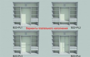 Шкаф-купе 2250 серии SILVER S7+S1+S7Z B22+PL1 (по 2 ящика лев/прав+1штанга) профиль «Серебро» в Камышлове - kamyshlov.ok-mebel.com | фото 6