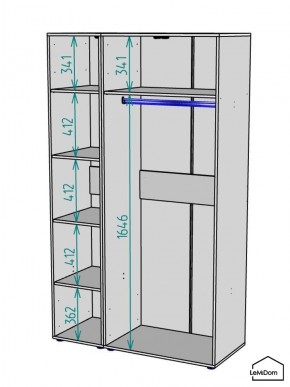 Шкаф Linnea MHR-3-1 2050х1200х510 (Графит-М 11.1.25) в Камышлове - kamyshlov.ok-mebel.com | фото 3