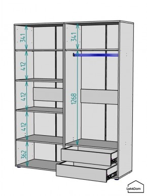 Шкаф Linnea MHR-4-2 2050х1600х510 (Графит-М 11.1.25) в Камышлове - kamyshlov.ok-mebel.com | фото 3