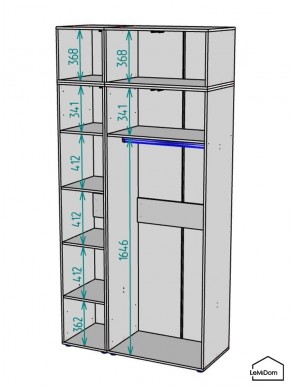 Шкаф с антресолью Linnea MHR-3A-1 2450х1200х510 (Графит-М 11.1.25) в Камышлове - kamyshlov.ok-mebel.com | фото 3