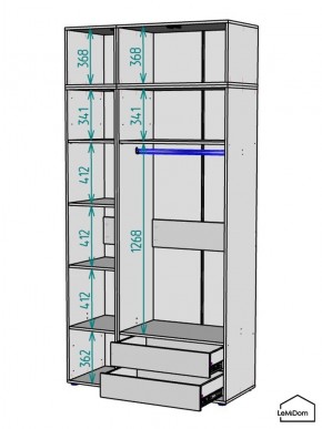 Шкаф с антресолью Linnea MHR-3POA-2 2450х1200х510 (Белый-М 11.1.2) в Камышлове - kamyshlov.ok-mebel.com | фото 3