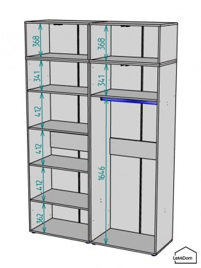 Шкаф с антресолью Linnea MHR-4A-1 2450х1600х510 (Графит-М 11.1.25) в Камышлове - kamyshlov.ok-mebel.com | фото 3