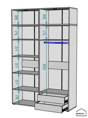 Шкаф с антресолью Linnea MHR-4POA-2 2450х1600х510 (Белый-М 11.1.1) в Камышлове - kamyshlov.ok-mebel.com | фото 3