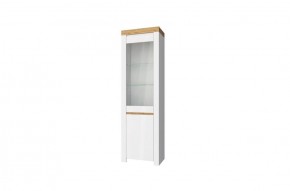 Шкаф с витриной  1V1D, TAURUS, цвет белый/дуб вотан в Камышлове - kamyshlov.ok-mebel.com | фото 1