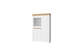 Шкаф с витриной 1V2D, TAURUS, цвет белый/дуб вотан в Камышлове - kamyshlov.ok-mebel.com | фото 1