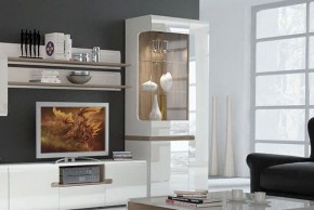 Шкаф с витриной 3D/TYP 01L, LINATE ,цвет белый/сонома трюфель в Камышлове - kamyshlov.ok-mebel.com | фото 6
