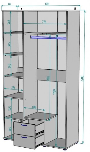 Шкаф с зеркалом Ольга H54_M в Камышлове - kamyshlov.ok-mebel.com | фото 2