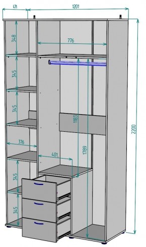 Шкаф с зеркалом Ольга H57_M в Камышлове - kamyshlov.ok-mebel.com | фото 2