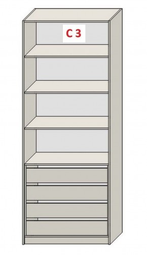 Шкаф СТАНДАРТ С3 4 ящика серия "ГЕСТИЯ" (Бело-серый/Дуб Небраска натуральный ) 800*520*2300 в Камышлове - kamyshlov.ok-mebel.com | фото 2