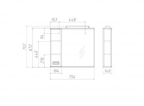 Шкаф-зеркало Cube 75 Эл. ЛЕВЫЙ Домино (DC5008HZ) в Камышлове - kamyshlov.ok-mebel.com | фото 3