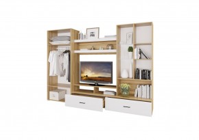 Стенка НЕНСИ 1 (Крафт золотой/Белый глянец) в Камышлове - kamyshlov.ok-mebel.com | фото 2