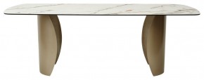 Стол BRONTE 220 KL-188 Контрастный мрамор матовый, итальянская керамика/ Шампань, ®DISAUR в Камышлове - kamyshlov.ok-mebel.com | фото 2