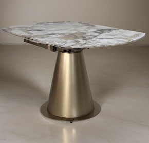 Стол TERAMO 135 GLOSS GRAND JADE SOLID CERAMIC, керамика, поворотн.механизм / Бронзовый, ®DISAUR в Камышлове - kamyshlov.ok-mebel.com | фото