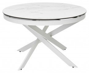 Стол TRENTO 120 HIGH GLOSS STATUARIO Белый мрамор глянцевый, керамика/ белый каркас, ®DISAUR в Камышлове - kamyshlov.ok-mebel.com | фото 2
