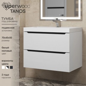 Тумба под раковину Uperwood Tanos 70 см, подвесная, белая/графит в Камышлове - kamyshlov.ok-mebel.com | фото 3