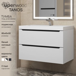 Тумба под раковину Uperwood Tanos 80 см, подвесная, белая/графит в Камышлове - kamyshlov.ok-mebel.com | фото 3