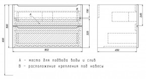Тумба под раковину Uperwood Tanos 80 см, подвесная, белая/графит в Камышлове - kamyshlov.ok-mebel.com | фото 7