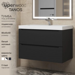 Тумба под раковину Uperwood Tanos 80 см, подвесная, черная матовая в Камышлове - kamyshlov.ok-mebel.com | фото 3