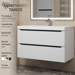Тумба под раковину Uperwood Tanos 90 см, подвесная, белая/графит в Камышлове - kamyshlov.ok-mebel.com | фото 3