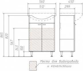 Тумба под умывальник Уют 55 Классик без ящика АЙСБЕРГ (DA1018T) в Камышлове - kamyshlov.ok-mebel.com | фото 3